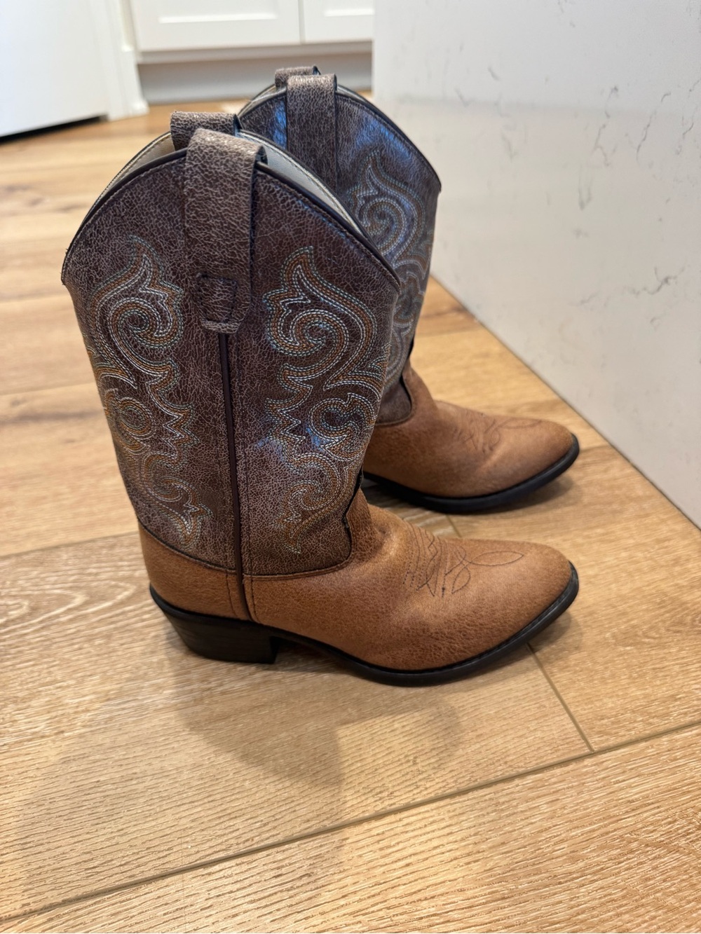 Old West Tan Kid Western Boots size 1.0 D VJ91111 - Picture 7 of 7